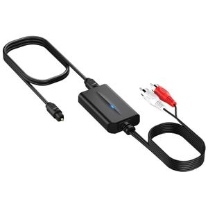 192kHz DAC Digital to Analog Audio Converter 7ft/2.1m Digital Audio Optical to RCA Cable SPDIF to RCA Converter with Built-in Audio Amplifier Chipset for HDTV, DVD, Blu-Ray Players (Small)