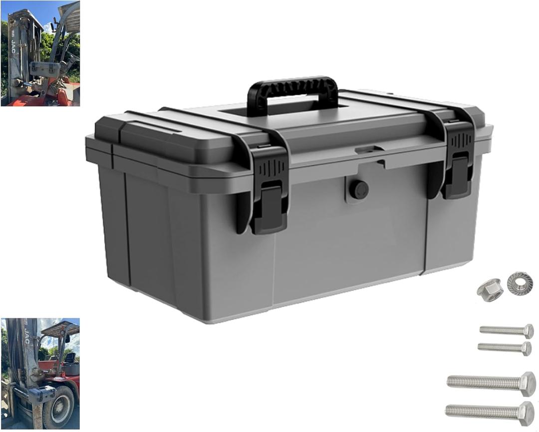 Universal Tool Box Kit,Tractor Tool Box, Lockable,With Mounting Bracket,ATV, UTV, Truck, Utility Vehicle Universal Toolbox, Can be Mounted on The ROPS (Gray 16")