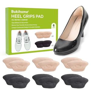 Heel Grips Pads for Women Shoes - Bukihome Heel Inserts Liners Non-Slip for Loose Too Big Shoes - Shoe Cushions Fillers Prevent Blister Callus Rubbing Pain Fatigue Relief, Fits Most Shoe (6 Pairs)
