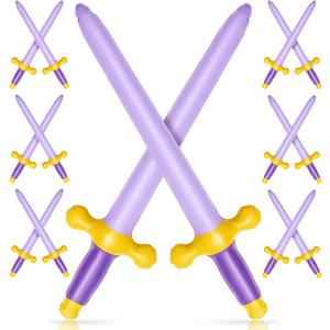 Outus 12 Pcs Inflatable Swords Blow up Swords Prince Themed Party Favors for Theme Birthday Party Swimming Pool Decorations Cosplay Halloween Costume Accessories Stage Props, 24 Inch (Gold,Purple)