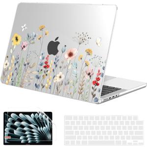 G JGOO Compatible with MacBook Pro 14 inch Case 2025-2021 M5 M4 M3 M2 M1 A3434 A3112 A3185 A3401 A2918 A2992 A2779 A2442, Plastic Hard Shell Case + Keyboard Cover + Screen Protector, Garden Flower