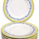 Braque Ceramic Dessert Plates Set of 6, 6-inch Dish Set - Dessert, Salad, Appetizer, Small Dinner Serving Plate-Microwave, Oven & Dishwasher Safe, Scratch Resistant-Kitchen Porcelain Dish-Olive Vine
