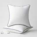 Phantoscope 20x20 Pillow Insert Set of 2 - Striped Throw Pillow Insert with 100% Cotton Cover - Soft Decorative Throw Pillows with Piping Square Cushion Form Filler for Sofa, Couch, Bed (White)