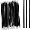 Perfect Stix - 7.75" Wrapped Black Plastic Straws- Case of 4/500cts= 2,000