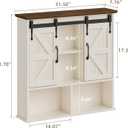 Vabches Bathroom Wall Cabinet, Farmhouse Medicine Cabinet with Double Sliding Barn Door and Adjustable Shelves, Wooden Vintage Storage Cabinet Wall Mounted for Bathroom, Kitchen Dining, Rustic White, 31.5"W x 30.7"H x 7.76"D