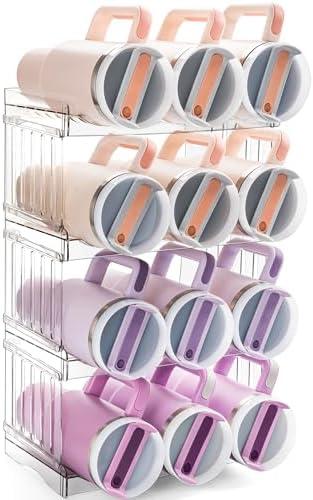 Gracenal Upgraded Larger Tumbler Organizer for Stanley 40 oz Tumbler with Handle, Kitchen Storage for Stanley Cup Accessories, Kitchen Storage Organization for Tumbler Mug Cup Gifts (Larger-12-bottle)