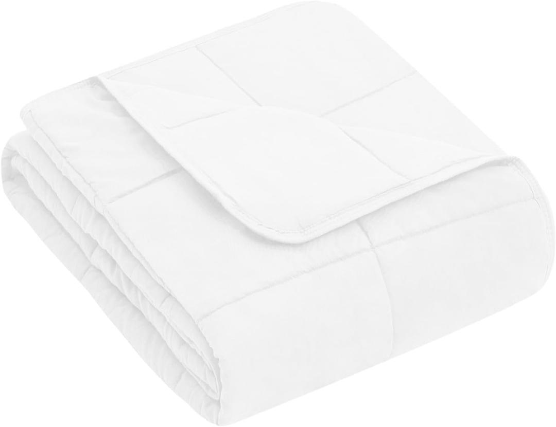 Yescool Weighted Blanket (7 lbs, 41" x 60", White) Cooling Heavy Blanket for Sleeping Perfect for 60-90 lbs, Breathable Blanket with Premium Glass Bead, Machine Washable