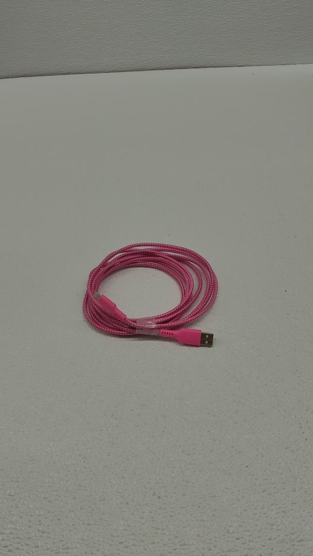LAX Gadgets USB A to Lightning Cable - Apple MFI Certified Lightning Cable for iPhones, iPads, and iPods - Durable Nylon Braided Fast Charging Cable - High Data Sync - 10 Ft - Pink Ribbon