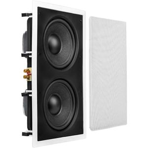 OSD Audio Dual 8" in Wall Subwoofer 350W Reinforced Back Bridge, Easy Install, Paintable Grill, IWS88