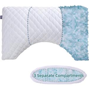 LOFE Side Sleeper Pillows for Adults - Adjustable 3 Compartments of Side Sleeper Pillow, Curved Side Sleeper Neck Pillow, CertiPUR-US Supportive Pillow for Side Sleepers, Queen Size Bed Pillows