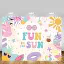 MEHOFOND Fun in The Sun Birthday Backdrop Tropical Summer Splish Splash Girly Pool Birthday Party Decorations Swimming Pool Birthday Party Banner Photo Booth Props 7x5ft