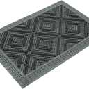 Interlocking Entrance Mat with Triple-Brush Scraper, Heavy-Duty Commercial Door Mat, All-Weather Non-Slip Drainage Floor Tiles, Gray 24 x 36 Inch for Outdoor, Garage, and Mudroom
