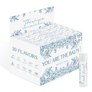50 Pack Moisturizing Lip Balms in Bulk Blue Flower Wedding Gifts Reception Ideas Party Favors Thank You For Celebrating With Us Baby Shower Birthday Gift You Are The Balm Beeswax Something Blue