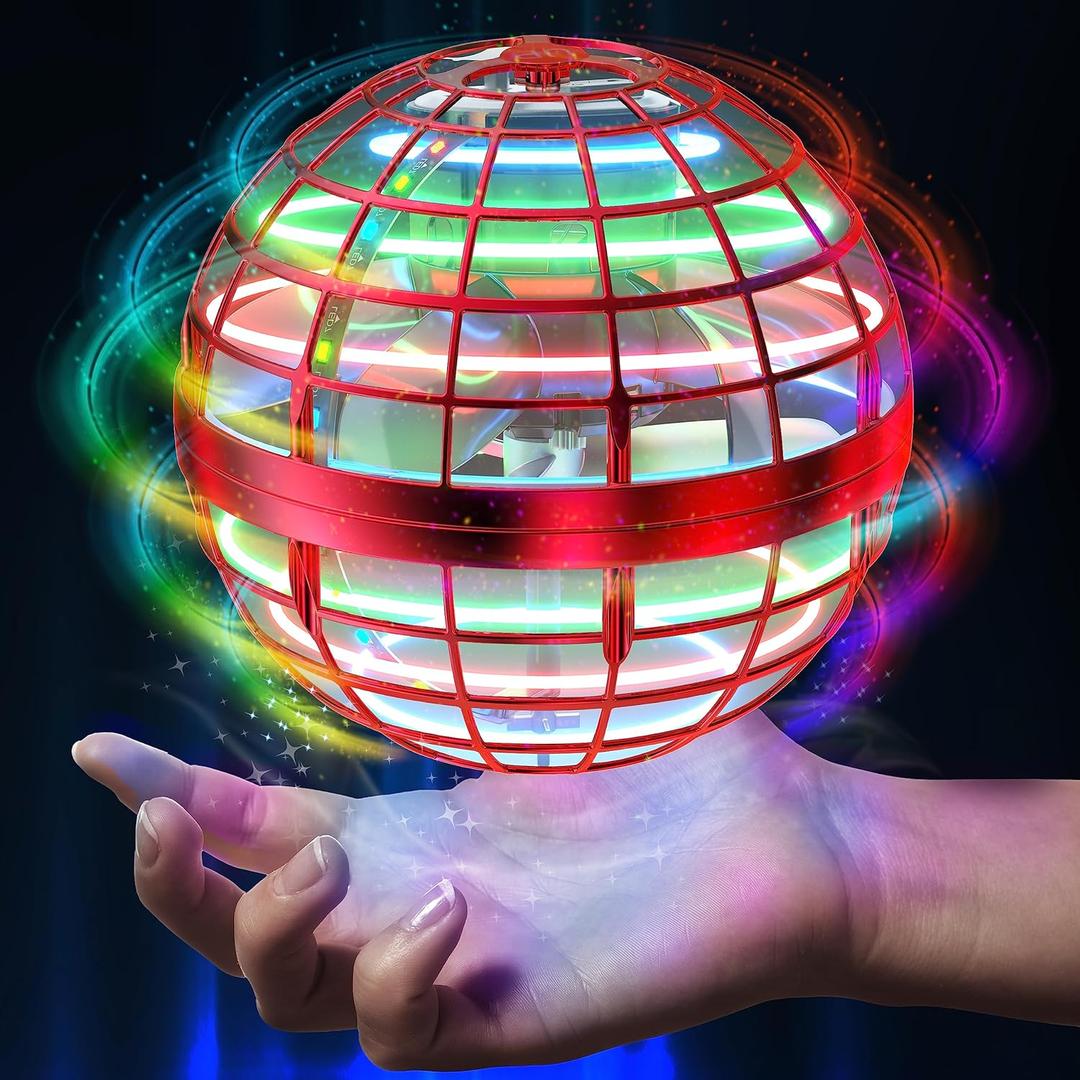 2024 Flying Orb Ball Toy,Cosmic Globe Boomerang Hover Ball Galactic Fidget Spinner, Hand Drone Orbit, Cool Toys Gift for 6 7 8 9 10+ Year Old Boys Girls Teens Outdoor Toys(Red)