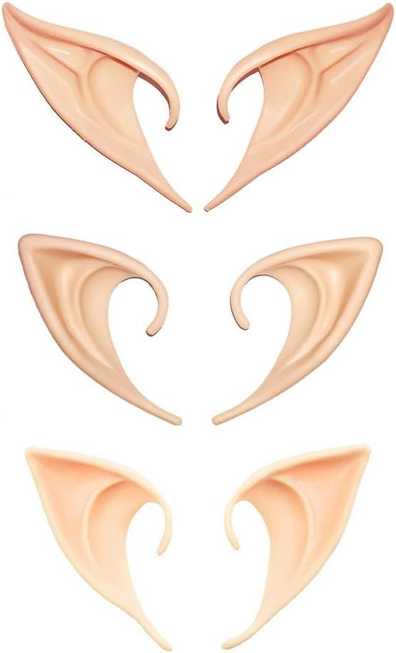 Secaden Cosplay Fairy Pixie Elf Ears Soft Pointed Ears Tips Anime Party Dress Up Costume Accessories