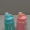 Collapsible Water Bottles Travel water bottle Sports Portable Sport Water Bottle Reusable Water Bottles comes with mountaineering Buckle 500ml silicone Water-proof camping water bottle (Green+Pink)