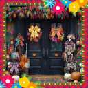 12 Rolls 60 Yards Day of The Dead Wired Edge Ribbons Black Purple Sugar Skull Flower Burlap Ribbon Dia De Los Meurtos Ribbon for Halloween Party DIY Craft Wreath Decor