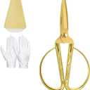 Ribbon Cutting Ceremony Kit,With Gold scissors,Scissors Blade Sheath and a pair of white gloves,Suitable for Ribbon-cutting ceremony,Office,Home,and Crafts, Right/Left Handed (Embossed handle)