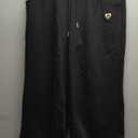 Aelfric Eden Baggy Wide Leg Sweatpants for Women Men Double Waist Camo Elastic Waisted Lounge Pants with Pockets (Large, Black & Leopard)