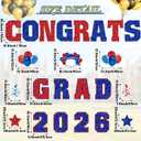 Chunful 23 Pcs 2026 Graduation Yard Sign Decorations,Blue and Red Class of 2026 Congrats Graduation Lawn Signs Large Grad Yard Signs with 46 Stakes for Outdoor Lawn Party Decor Supplies