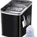 Ice Makers Countertop, Self-Cleaning Function, Portable Electric Ice Cube Maker Machine, 9 Bullet Ice Ready in 6 Mins, 26lbs 24Hrs with Ice Bags and Scoop Basket for Home Bar Camping RV(Black) (Black(Limited Edition))