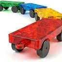 Magnetic Tiles Cars Construction Set, 2 PCS Magnet Cars Magnetic Building Blocks Toy for Kids Ages 4-8 3-5 Magnet Bricks Truck Kit Educational Sensory Toys Gifts for 3+ Year Old Boys & Girls Christmas