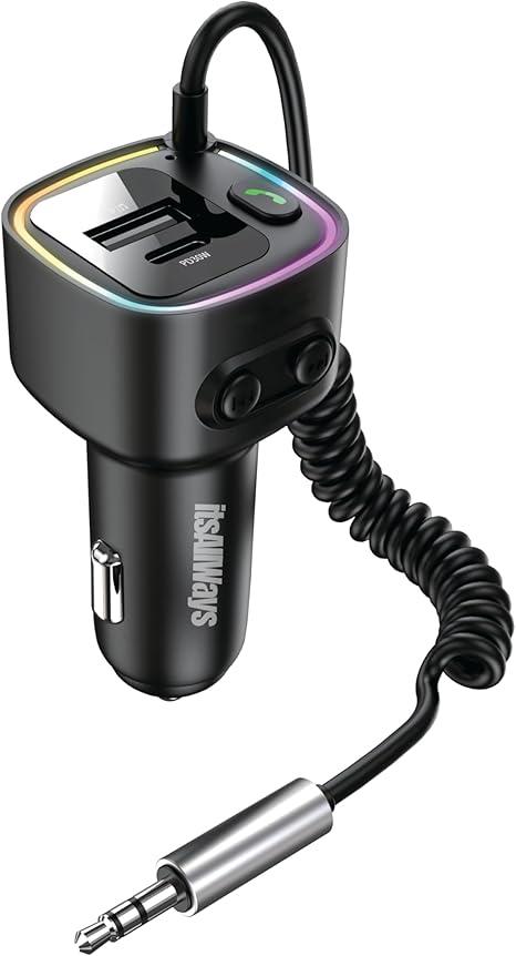 FM Transmitter Bluetooth 5.4, Car Adapter Fast Charger PD30W & QC3.0 18W, FM Radio Bluetooth Car Kits, Wireless Music Player HiFi Base Sound, Support Hands-Free Calling USB Drive