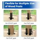 Muzata 4Pack Adjustable Post Base Brackets Fit 1.5x1.5 2x2 2x4 4x4 Heavy Duty Wood Fence Pergola Black Half Column Deck Post Anchor for Deck Railing Mailbox WT32