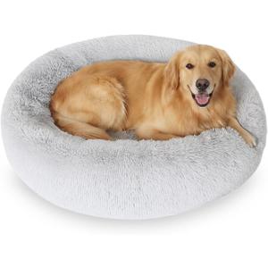 JOLLYVOGUE Dog Beds Large Sized Dog, 36 inches Calming Soft Anti-Anxiety Donut Dogs Bed, Washable Round Fluffy Cushion for Large Pets, Fits up to 80 lbs Pets