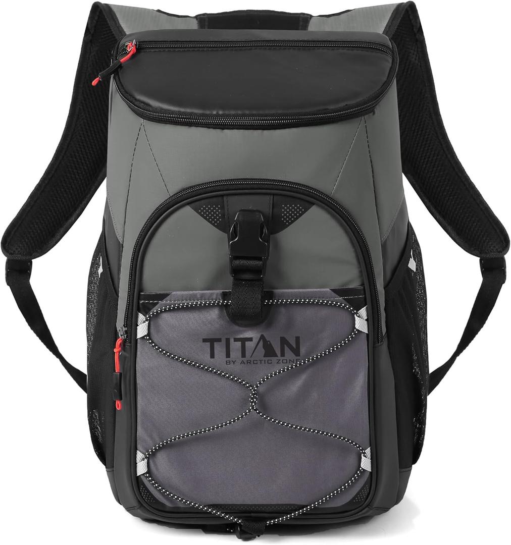 Titan by Arctic Zone Backpack Cooler, Insulated Soft Sided Bag with Leak Proof Lining and Padded Straps, for Lunch, Picnic, and Travel, 24 Can Capacity