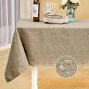 Mebakuk Rectangle Table Cloth Linen Farmhouse Tablecloth Waterproof Anti-Shrink Soft and Wrinkle Resistant Decorative Fabric Table Cover for Kitchen (Mocha, 60" x 104" (8-10 Seats))