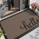 LUMI Outside Welcome Door Mat 32x59, Non Slip Durable Rubber Entrance Doormat, Low Profile Easy Clean Mats for Front Back Door Entryway Porch Garage, Hello