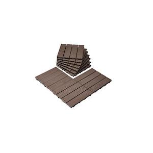 12 PCS 12x12 Inch Interlocking Deck Tiles - Waterproof All-Weather Outdoor Patio Flooring for Pool, Balcony, Backyard, Porch & Garden, Coffee