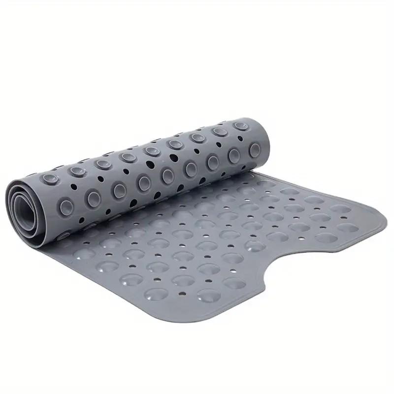  Bathtub Mat for Shower: Soft Silicone Bath Mat Non Slip with Suction Cups Tub Mat for Bathroom for Family Use Extra Large Shower matt Machine Washable - Grey, Size: 40" x 16" (Rectangular)