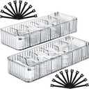 Cable Storage Boxes Organizers 2 Pack, Cord Charger Storage Organizer Box Case with 20pcs Cable Ties, Stackable, Clear