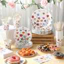 400 Pcs Wild Floral Disposable Paper Plates Napkins Cups Serve 50 Watercolor Floral Tableware Set for Spring Wedding Tea Party Decoration Bridal Shower Baby Shower(Cute Color,Novel Style)