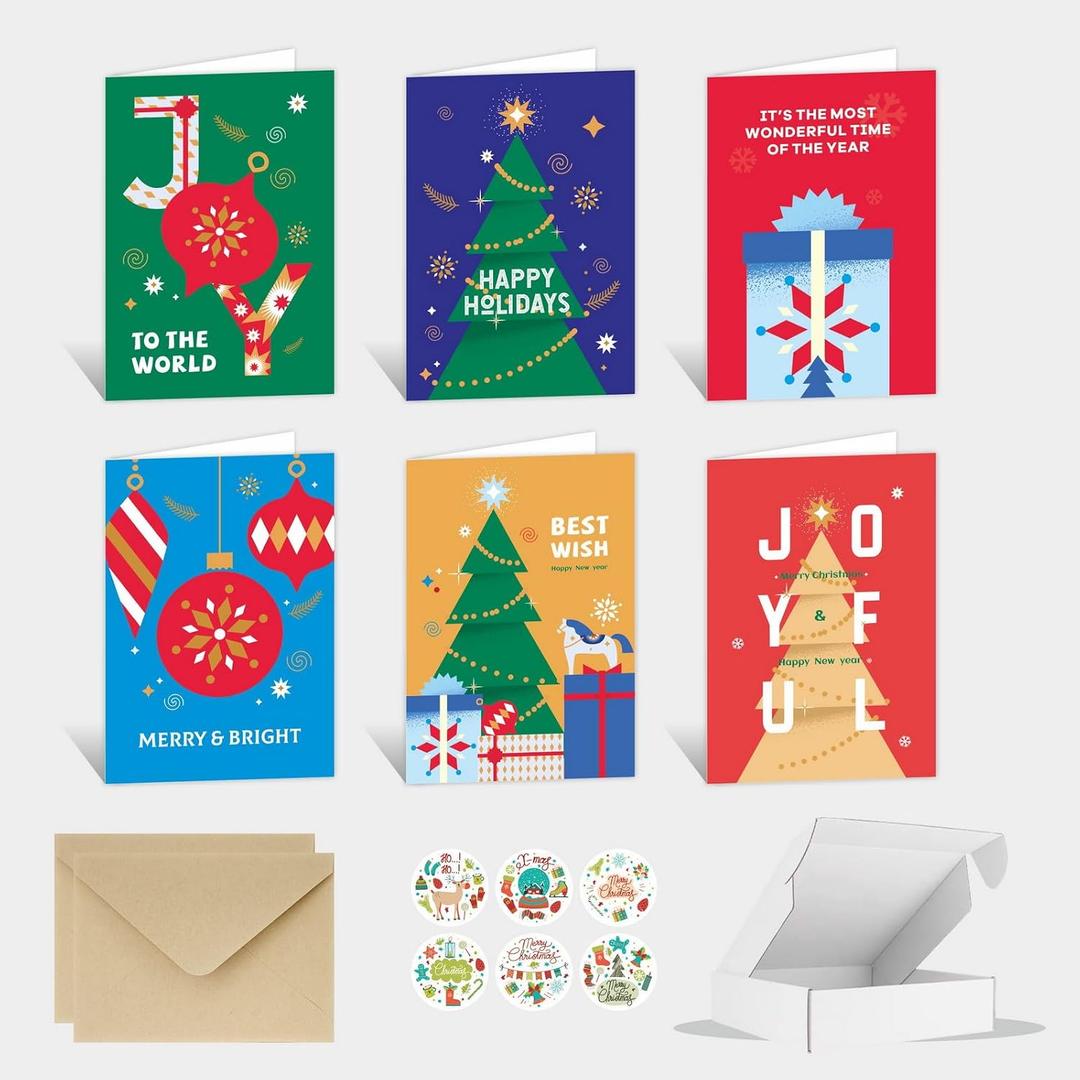 24pcs Business Christmas Cards with Envelopes Stickers, 5'' x 7''