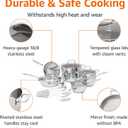 Amazon Basics Stainless Steel Cookware 15-Piece Set, Oven Safe, Induction-Ready, Even Heating, Easy to Clean, Stay-Cool Handles, Pots and Pans, Silver