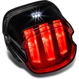 TRUE MODS LED Brake Tail Light for Harley Davidson - DOT Claw-Design License On Top Square Smoked Rear Red Stop Lamp Assembly for Sportster Dyna Fatboy Road King Electra Glide Ultra Softail Heritage (std)