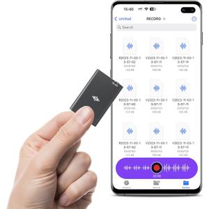 64GB Magnetic Voice Recorder - Lymorvex Voice Activated Recorder AI-Intelligent Noise Reduction, 4800 Hours Recording Device & USB-C Audio Recorder for Lectures, Meetings, Interviews