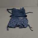 Girls Swimsuit 2 Piece Halterneck Girls Tankini Swimsuit Drawstring Printed Swim Shorts Girl Bathing Suit for 7-16T (11-12 Years, Grey Blue-1)
