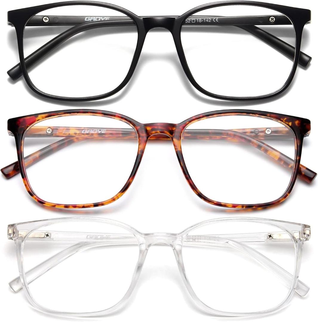 Gaoye Ultralight Blue Light Glasses for Women - Computer Protection Glasses for All Day Comfort - Anti UV Glare & Eyestrain (Matte Black & Tortoiseshell & Transparent)