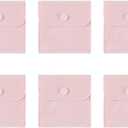 6PCS Pink Velvet Jewelry Pouch Snap Button Pouch Velvet Jewelry Snap Bags Jewelry Soft Bag Necklace Bracelet Pouch Purse Envelope Jewelry Bag