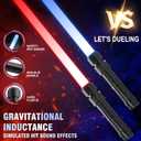 Light Up Swords Saber for Kids,2 pack 7 colors Expandable Light Swords Toys with FX Sound(Motion Sensitive) and Realistic Handle,Halloween Dress Up Parties, Xmas Present, Galaxy Fighters and Warriors