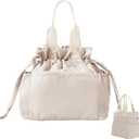 MEXS Lunch Bag for Women Reusable Drawstring Insulated Lunch Box Stain-Resistant Large Cinch Closure Lunch Bags for Work Office (Khaki)