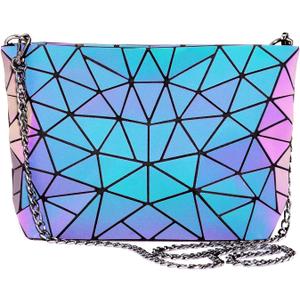 LOVEVOOK Geometric Luminous Purses and Handbags for Women Holographic Reflective Crossbody Bag Wallet