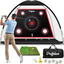 Golf Net 10x7 ft Practice Net for Backyard Driving, Indoor Hitting Net with Mat, A Great Gift for Golfers or Dad Golf Training Aid