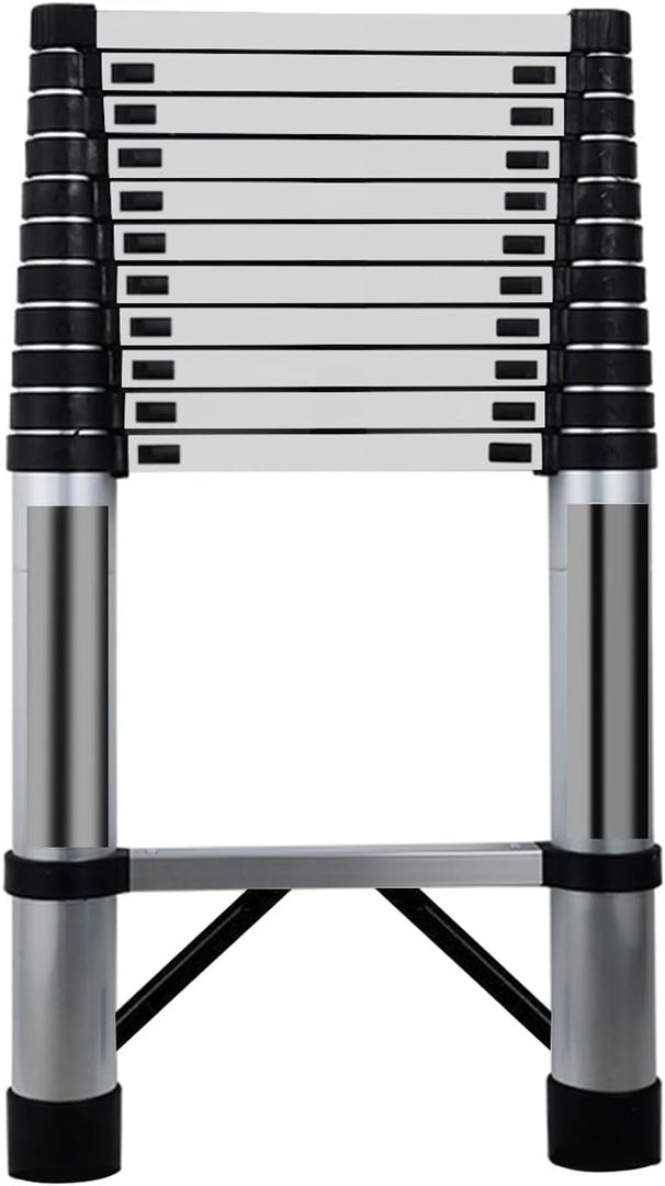 15.5 FT Telescoping Ladder - Stainless Steel Telescopic Straight Ladder - 330lb Capacity, Locking Mechanism & Extra Wide Pedals, Extension ladders for Home Decor, RV or Outdoor Work 15 FT