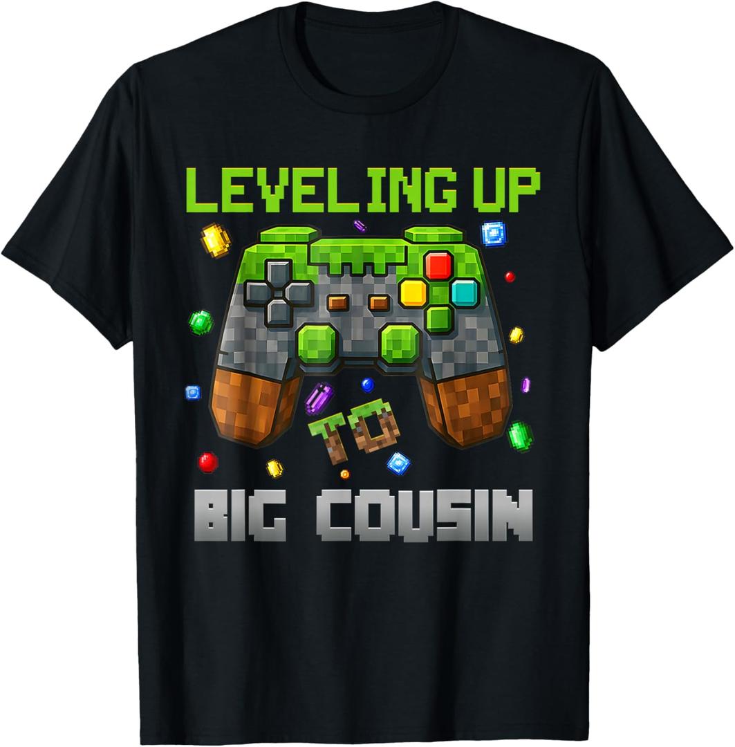 Leveling Up to Big Cousin Shirt Game Pixel Kids Toddler T-Shirt S