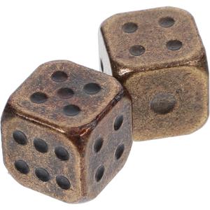 TOYANDONA 2pcs Metal Brass Dice, Antique 6 Sided Dice Tables Board Game s Square Corner Poker Party Game Props for Festival Carnival Party Decoration